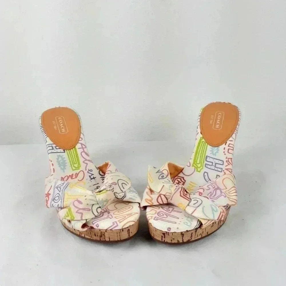 Coach Kork open toe heels Size 6.5 - Picture 3 of 8